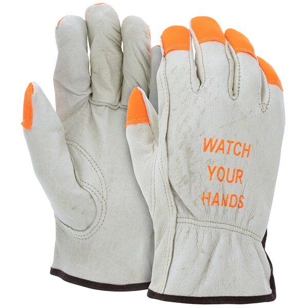 Mcr Safety Leather Drivers Gloves, Pigskin, Slip-On, Keystone Thumb, Gunn - Full Back Cut, Beige, 2XL 12 PK 3413HVIXXL - main